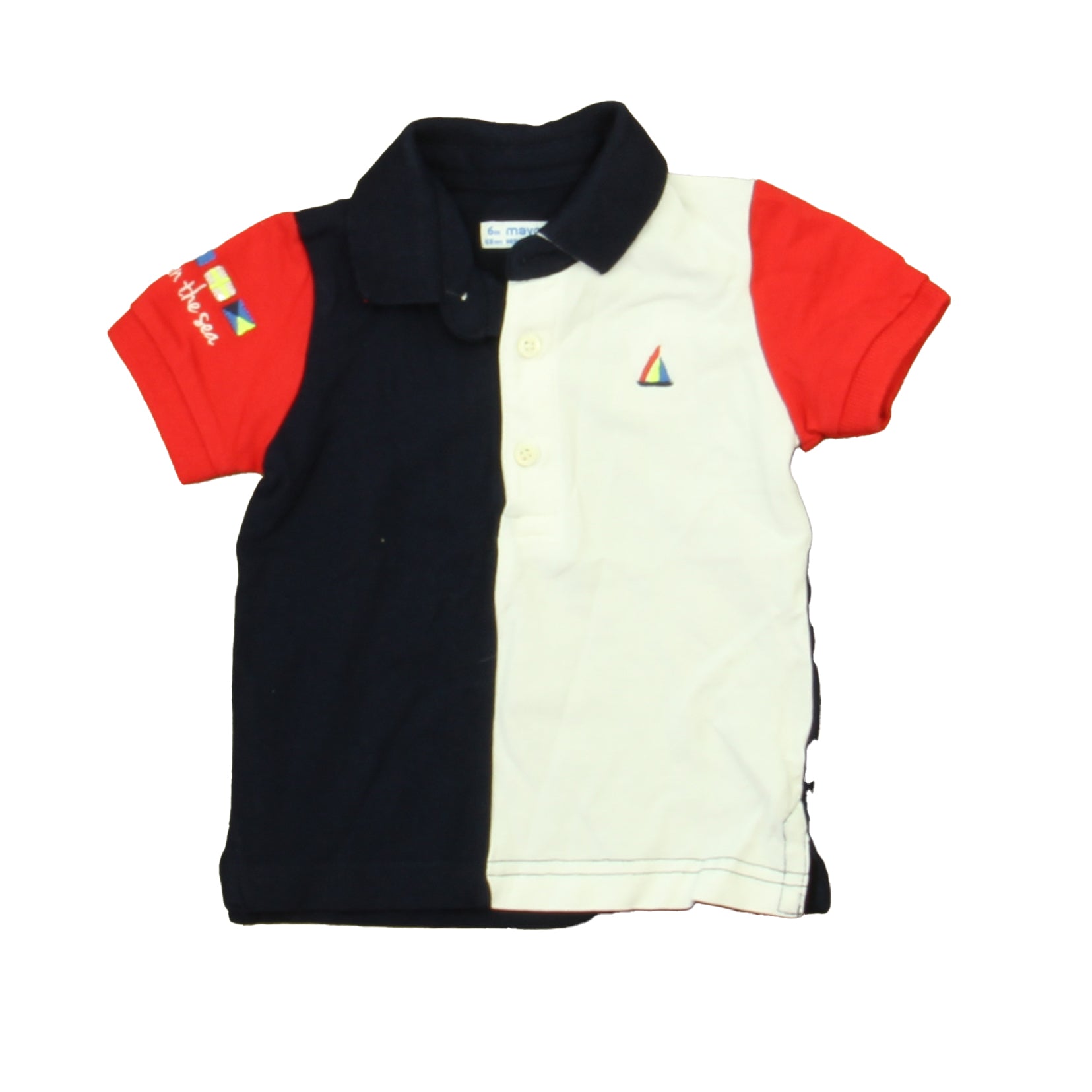 Mayoral Boys Navy | White | Red Polo Shirt Size: 6 Months Navy | White | Red