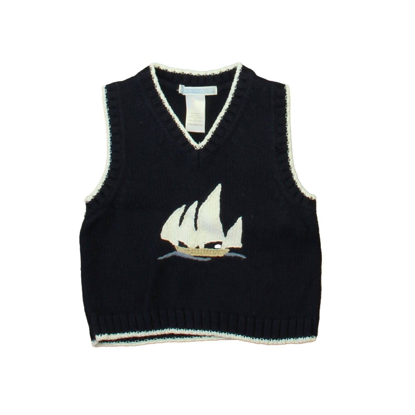 Janie and Jack Boys Navy | White Sailboat Sweater Vest Size: 3-6 Months