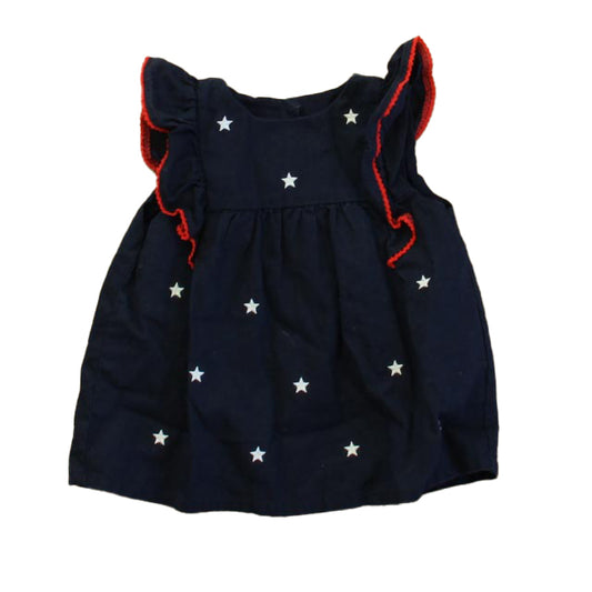 Janie and Jack Girls Navy | White Stars Blouse Size: 12-18 Months