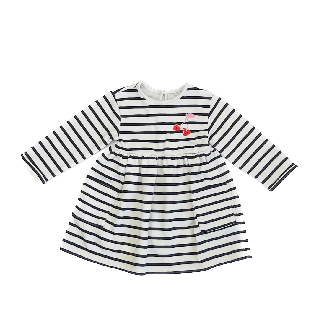 Old Navy Girls Navy White Stripe Dress Size: 3T Navy White Stripe