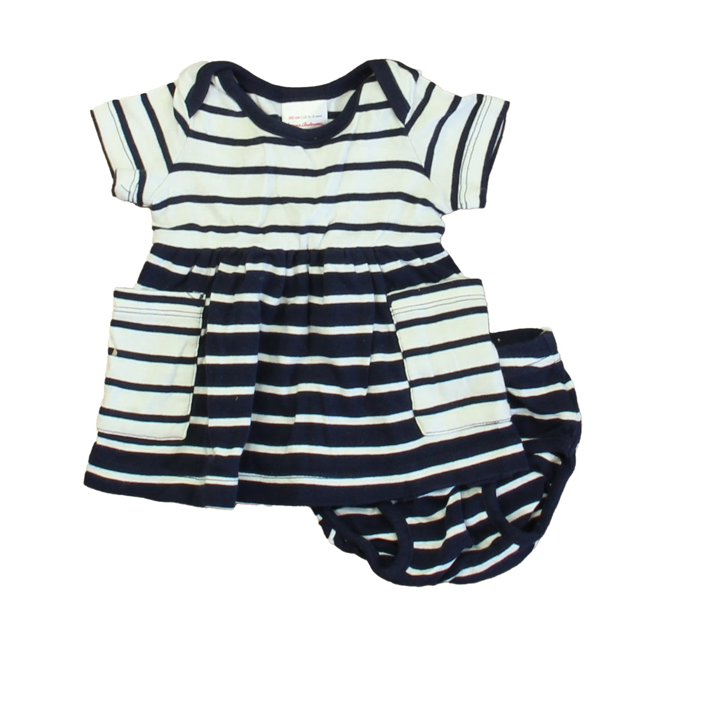 Hanna Andersson Girls Navy | White Stripe Dress Size: 0-3 Months