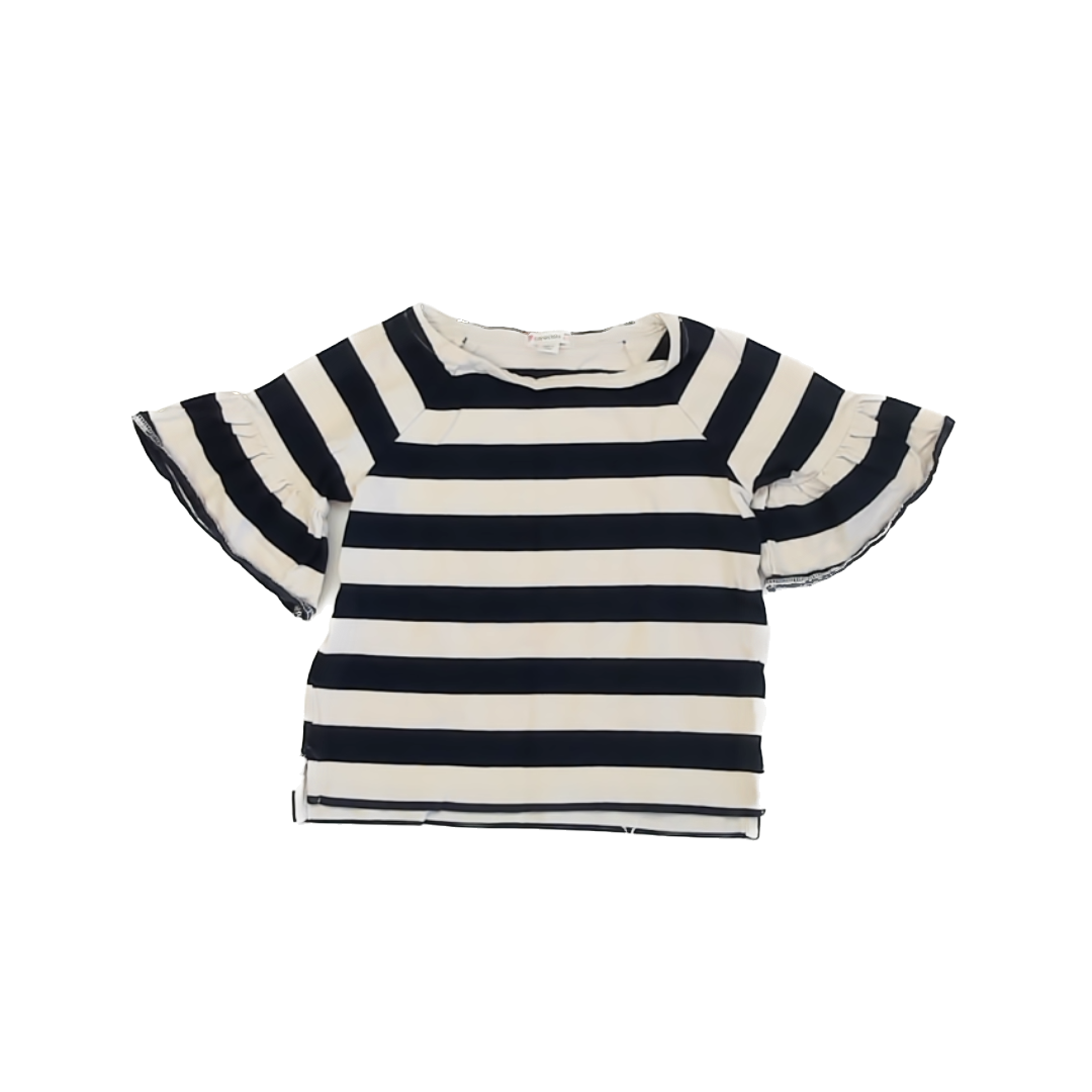 Crewcuts Girls Navy White Stripe Short Sleeve Shirt Size: 4-5T Navy White Stripe