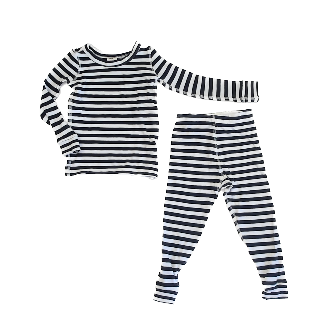 Monica & Andy Unisex Navy | White Stripe 2-piece Pajamas Size: 3T Navy | White Stripe