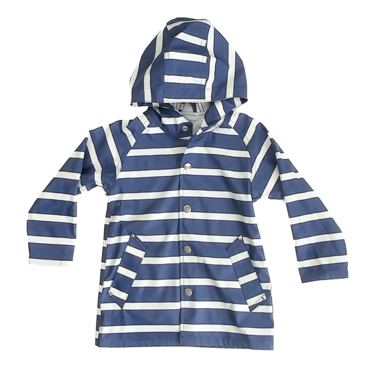 Primary Boys Navy | White Striped Rain Coat Size: 2-3T Navy | White Striped