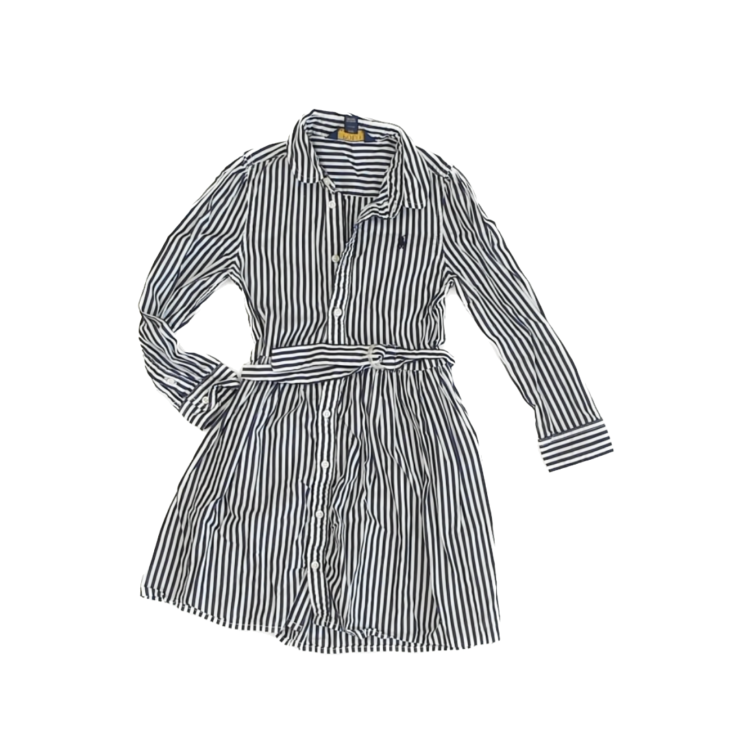 Ralph Lauren Girls Navy | White Striped Dress Size: 5T Navy | White Striped