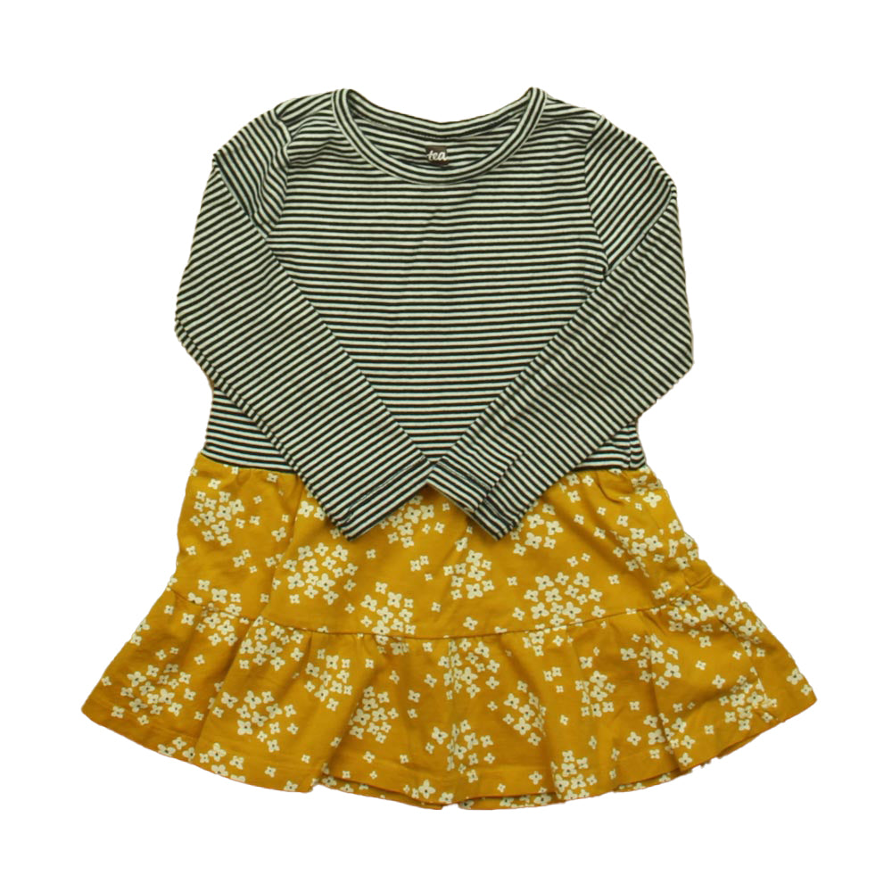 Tea Girls Navy | White | Yellow Dress Size: 2T Navy | White | Yellow