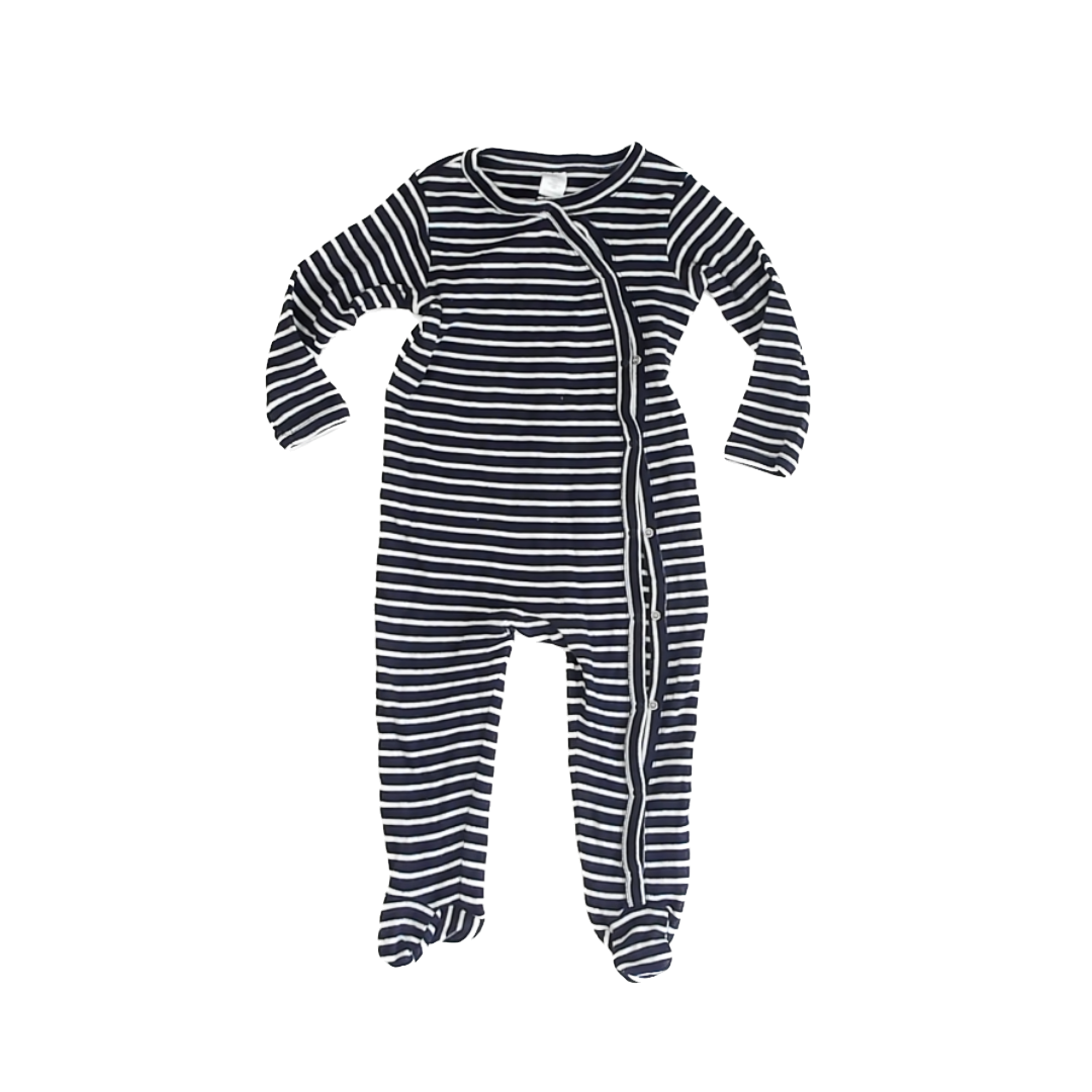 Nordstrom Boys Navy | White 1-piece footed Pajamas Size: 9 Months Navy | White