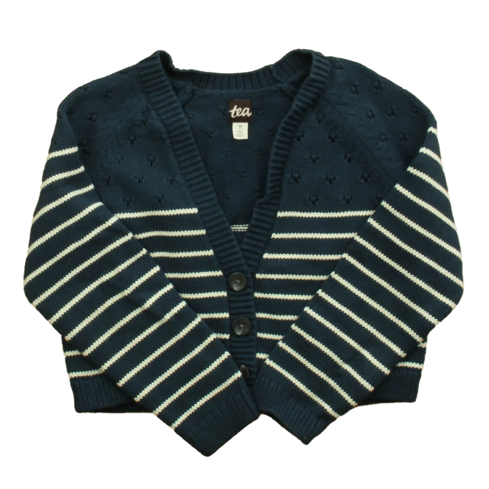 Tea Girls Navy | White Cardigan Size: 6-7 Years Navy | White