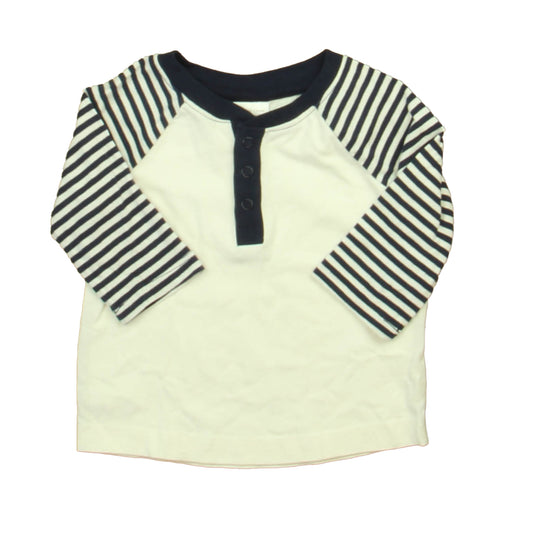 Hanna Andersson Girls Navy | White Henley Size: 3-6 Months Navy | White