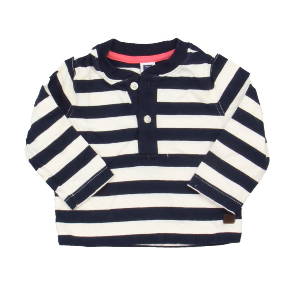 Janie and Jack Boys Navy | White Long Sleeve T-Shirt Size: 3-6 Months Navy | White