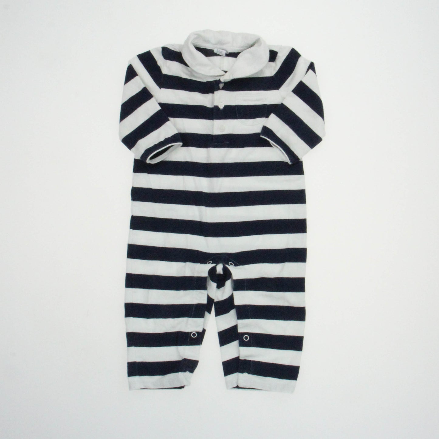 Janie & Jack Boys Navy | White Long Sleeve Outfit Size: 6-12 Months Navy | White