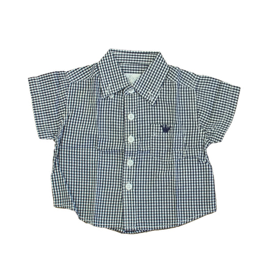 EPK Boys Navy | White Button Down Short Sleeve Size: 6 Months Navy | White