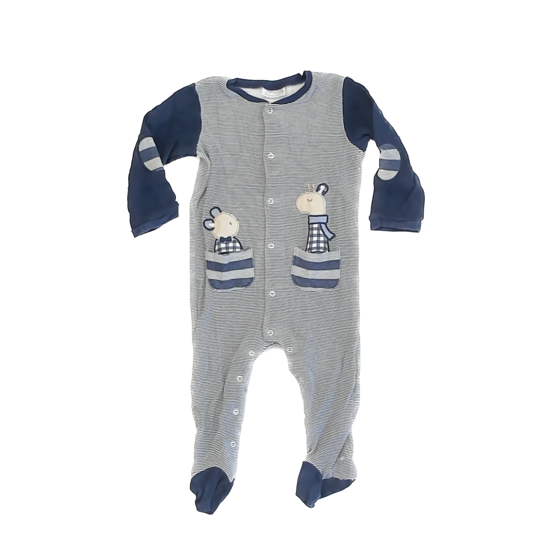 Mayoral Boys Navy | White 1-piece footed Pajamas Size: 12 Months Navy | White