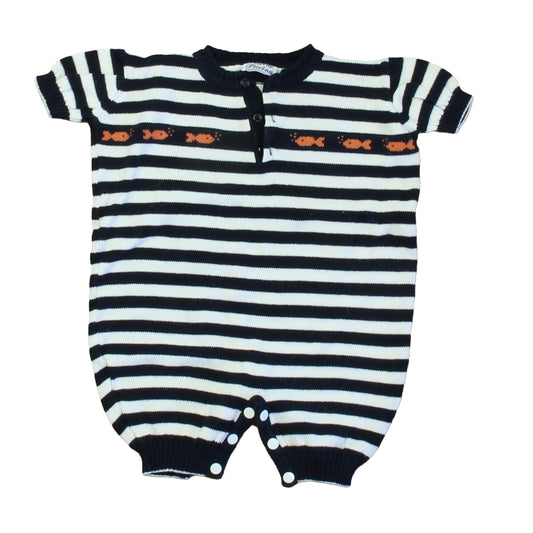 Piccino Piccina Boys Navy | White Romper Size: 6 Months