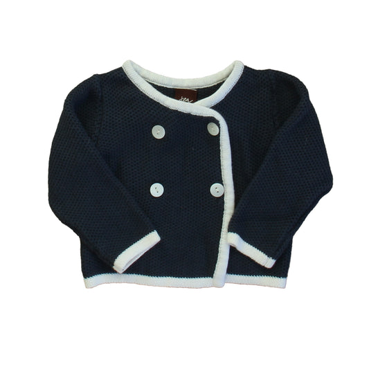 Tea Girls Navy | White Cardigan Size: 0-3 Months Navy | White