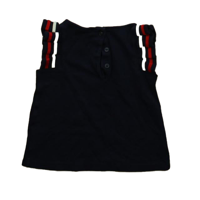 Janie and Jack Girls Navy | White Short Sleeve Shirt Size: 3T Navy | White