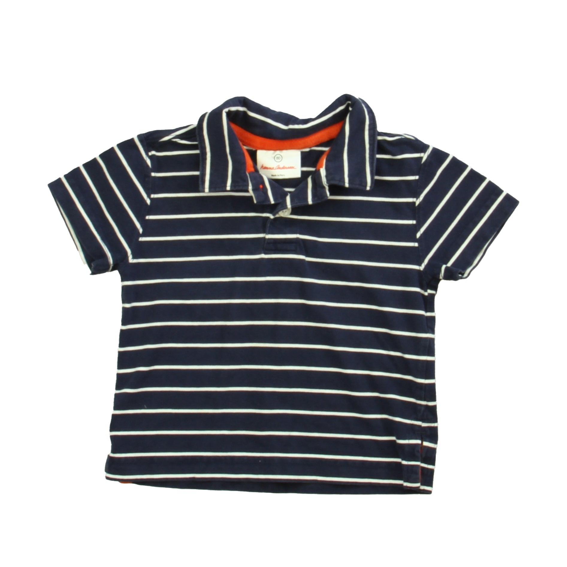 Hanna Andersson Boys Navy | White Polo Shirt Size: 18-24 Months Navy | White