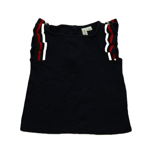 Janie and Jack Girls Navy | White Short Sleeve Shirt Size: 3T Navy | White