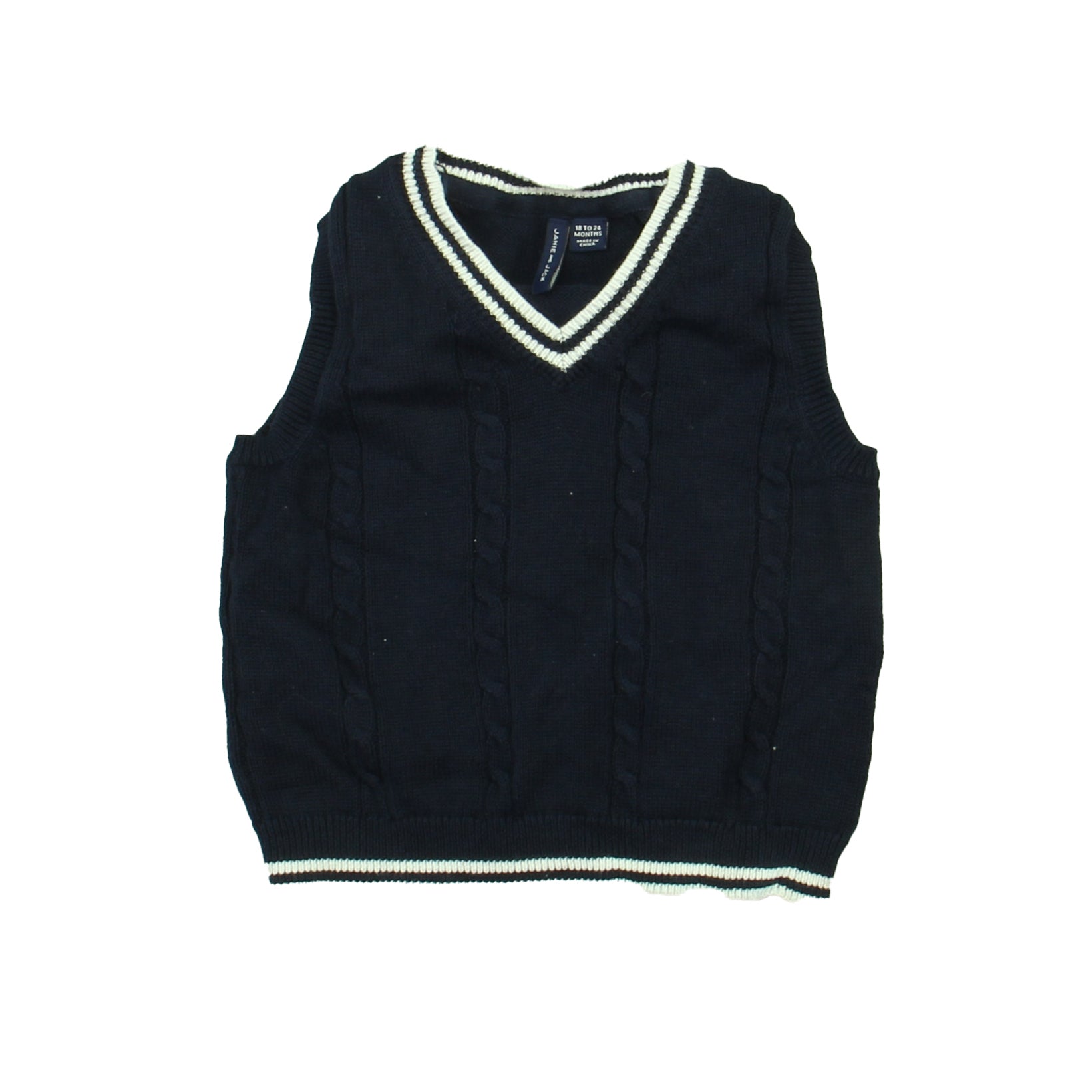 Janie and Jack Boys Navy | White Sweater Vest Size: 18-24 Months Navy | White