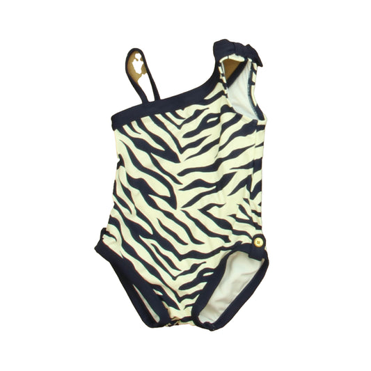 Janie and Jack Girls Navy | White 1-piece Swimsuit Size: 18-24 Months Navy | White
