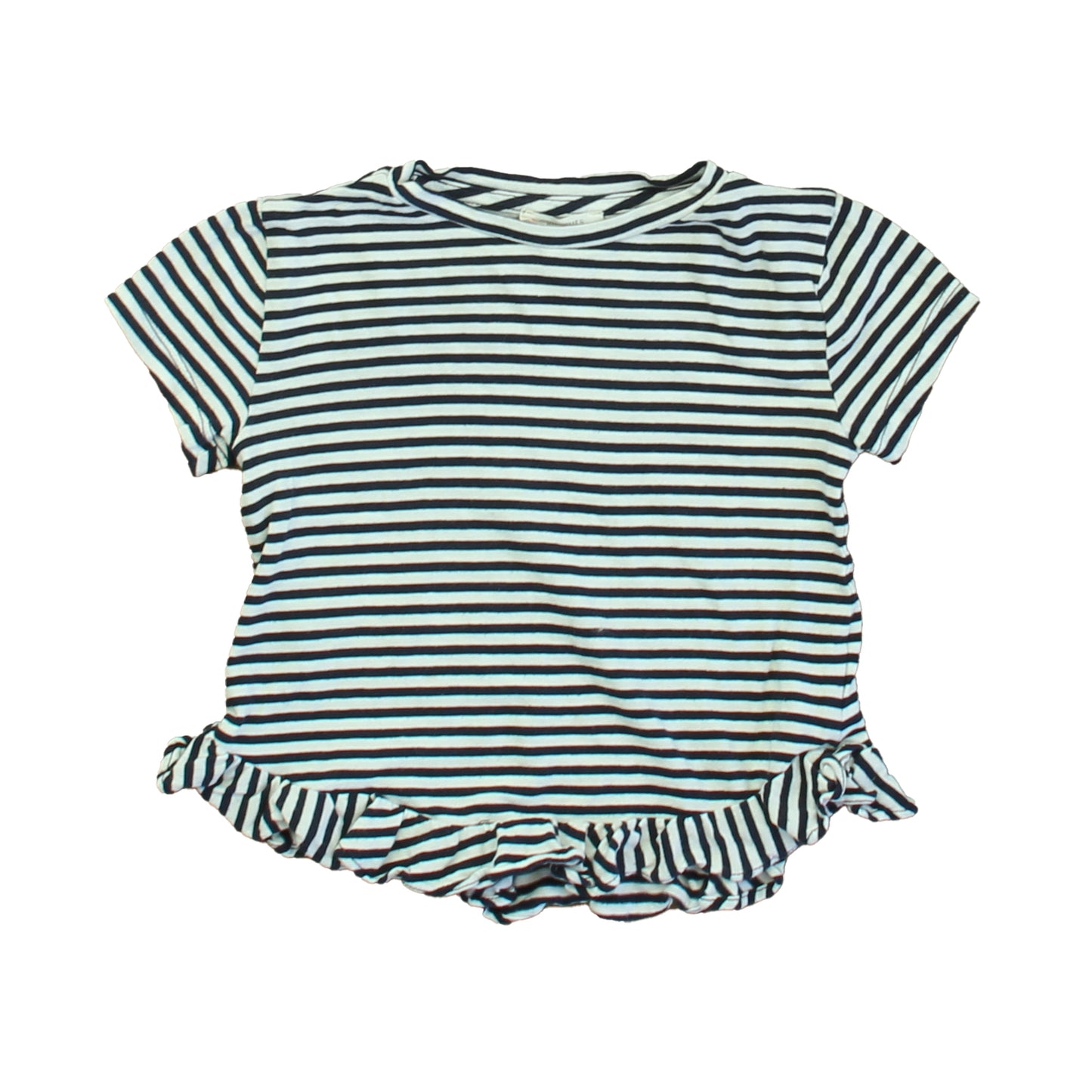 Crewcuts Girls Navy | White T-Shirt Size: 3-4T