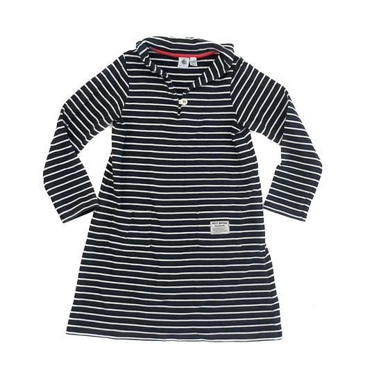 Petit Bateau Girls Navy | White Dress Size: 8 Years Navy | White