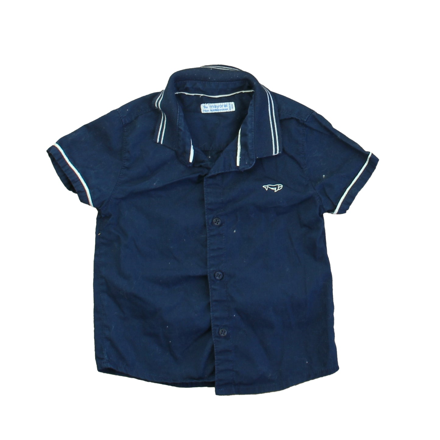 Mayoral Boys Navy | White Button Down Short Sleeve Size: 9 Months Navy | White