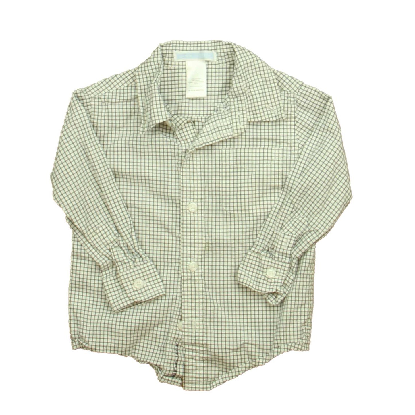 Janie and Jack Boys Navy | White Button Down Long Sleeve Size: 12-18 Months Navy | White