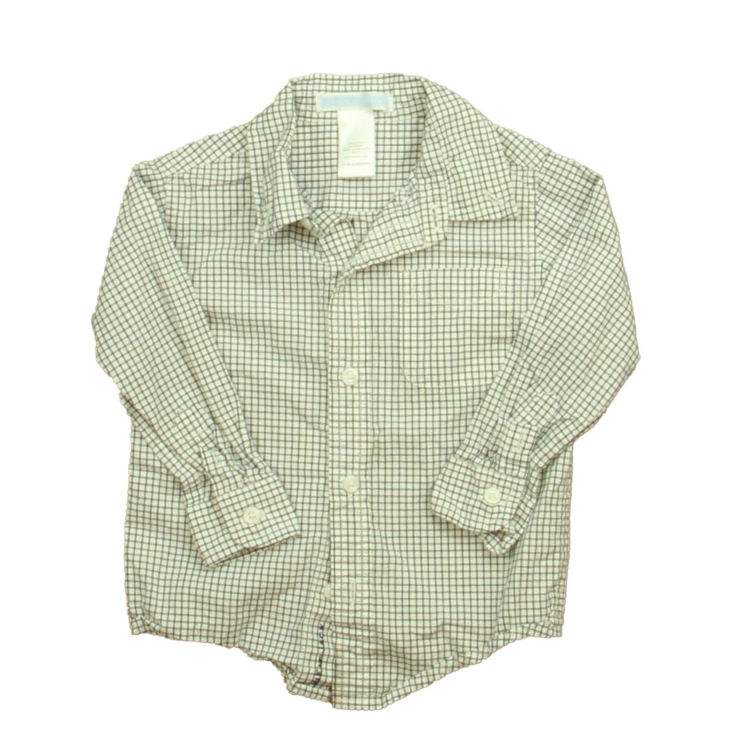 Janie and Jack Boys Navy | White Button Down Long Sleeve Size: 12-18 Months Navy | White