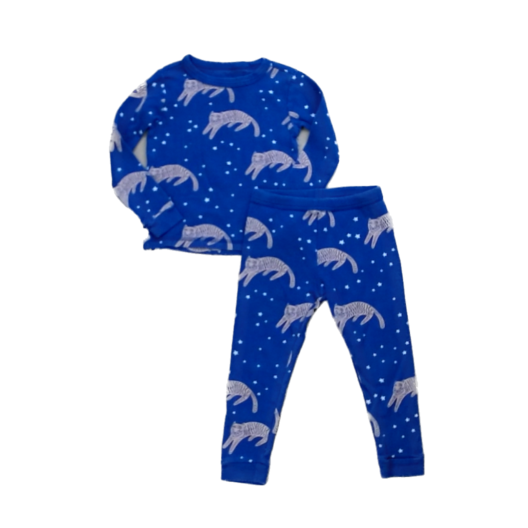 Tea Collection Unisex Navy with Cats 2-piece Pajamas Size: 3T Navy with Cats