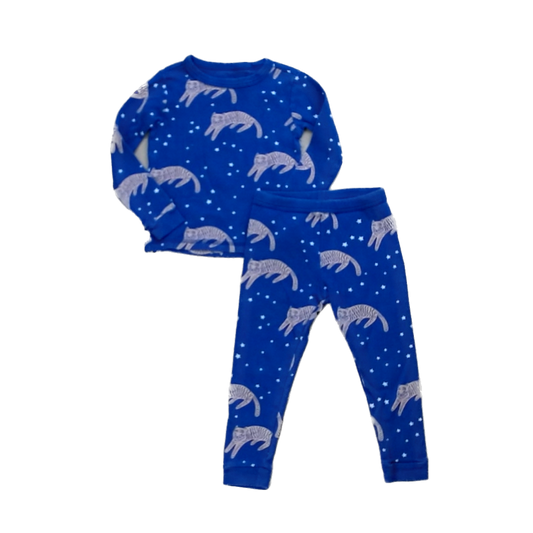 Tea Collection Unisex Navy with Cats 2-piece Pajamas Size: 3T Navy with Cats