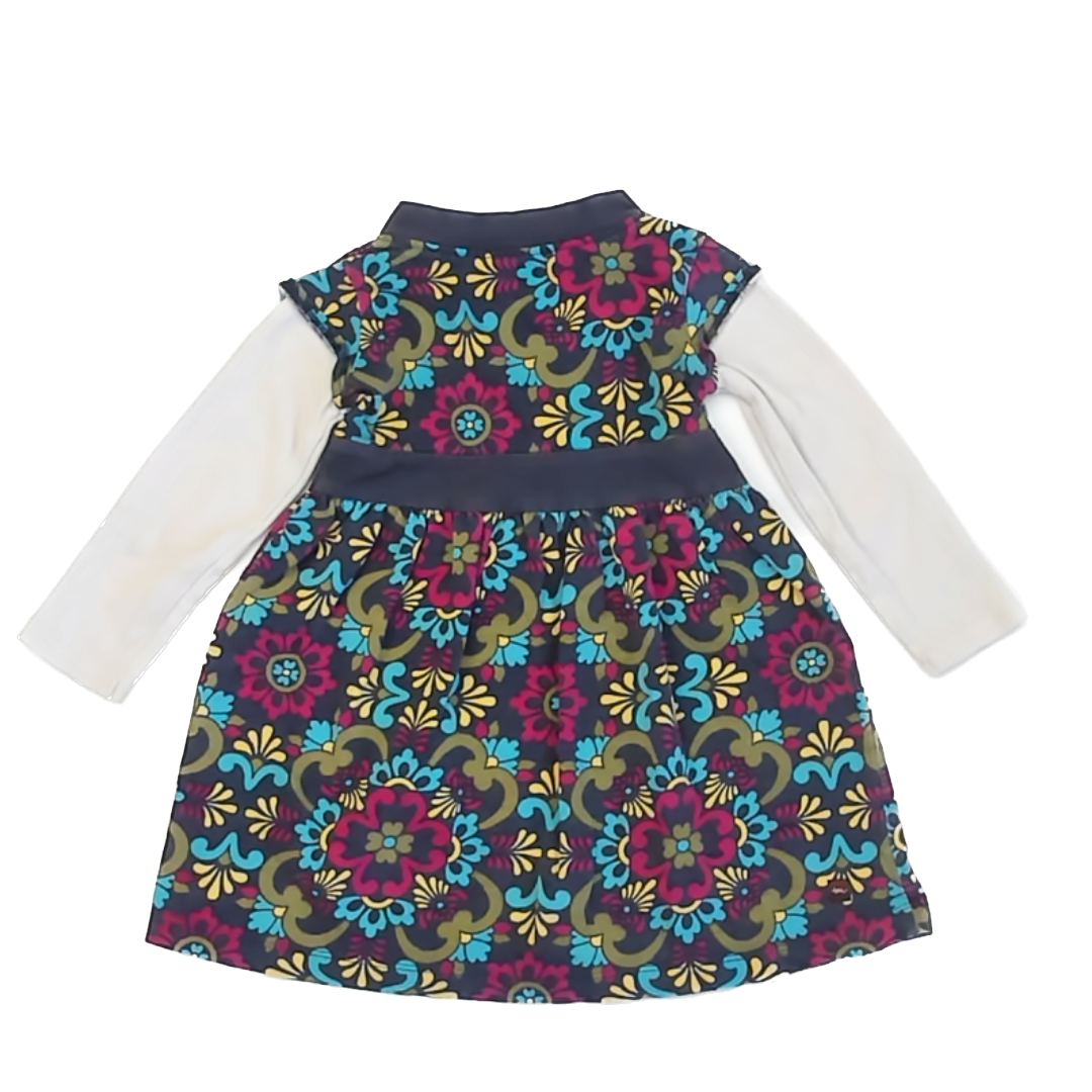 Tea Collection Girls Navy with Design | Striped Long Sleeve Dress Size: 18-24 Months Navy with Design | Striped Long Sleeve
