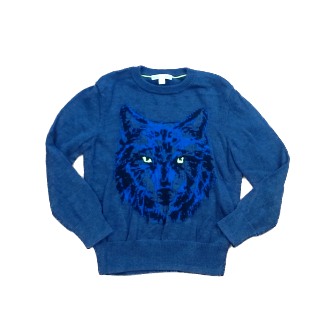 Rockets Of Awesome Boys Navy Wolf Sweater Size: 7 Years Navy Wolf