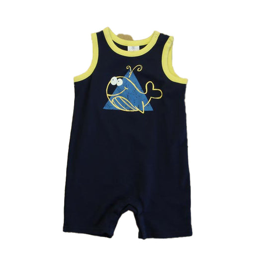 Hanna Andersson Boys Navy | Yellow Fish Romper Size: 3T