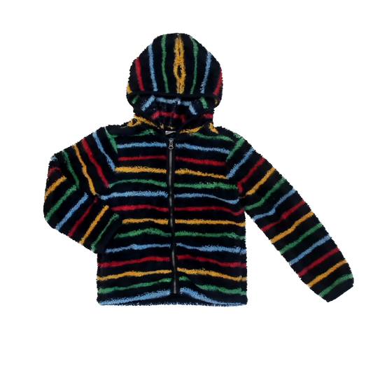 Hanna Andersson Unisex Navy | Yellow Red Green Stripe Fleece Size: 8 Years Navy | Yellow Red Green Stripe