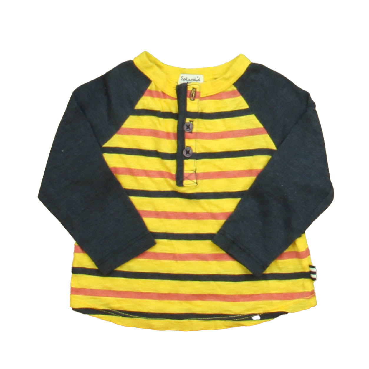 Splendid Boys Navy | Yellow Stripe Henley Size: 6-12 Months Navy | Yellow Stripe