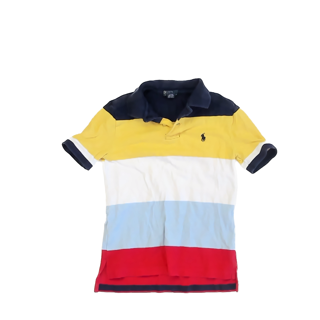 Ralph Lauren Boys Navy | Yellow | White | Blue | Red Polo Shirt Size: S (8) Navy | Yellow | White | Blue | Red