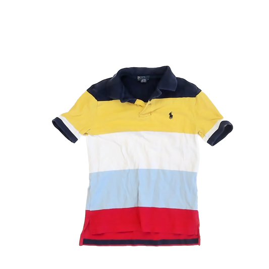 Ralph Lauren Boys Navy | Yellow | White | Blue | Red Polo Shirt Size: S (8) Navy | Yellow | White | Blue | Red
