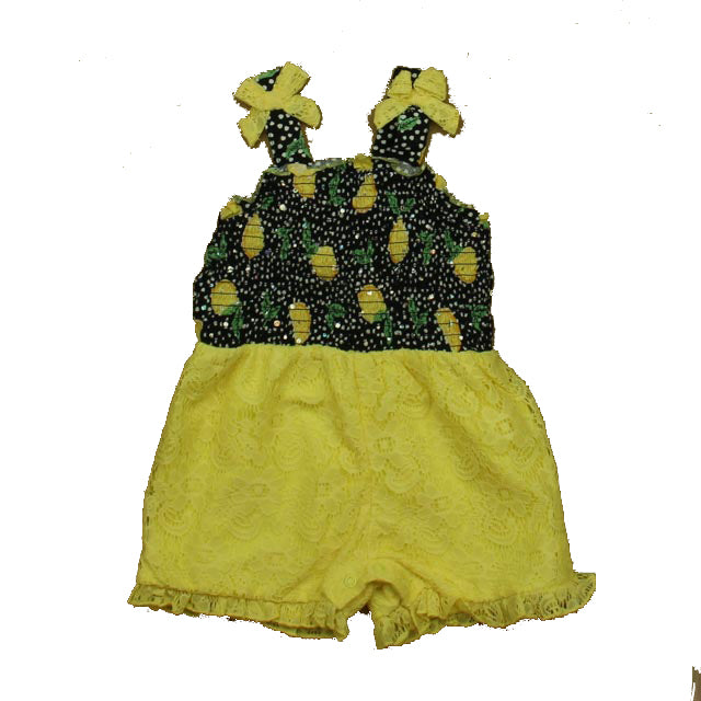 Little Lass Girls Navy | Yellow Romper Size: 18 Months