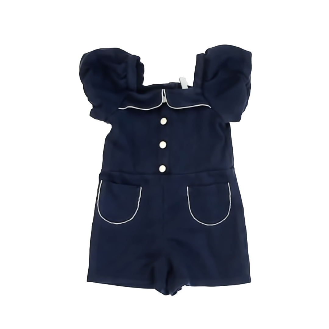 Janie and Jack Girls Navy Romper Size: 5T Navy