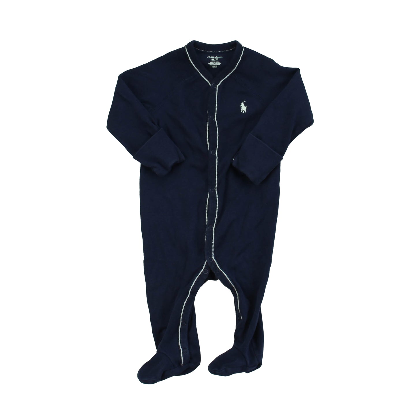 Polo by Ralph Lauren Boys Navy 1-piece footed Pajamas Size: 6M