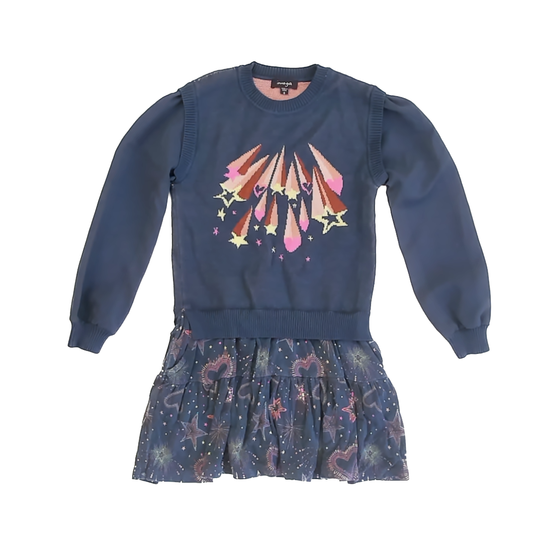 Imoga Girls Navy Dress Size: 8 Years Navy