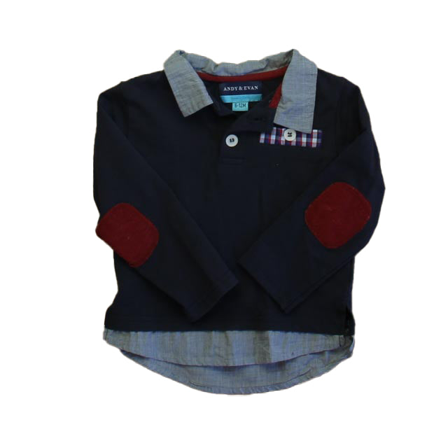 Andy & Evan Boys Navy Rugby Shirt Size: 6-12 Months Navy