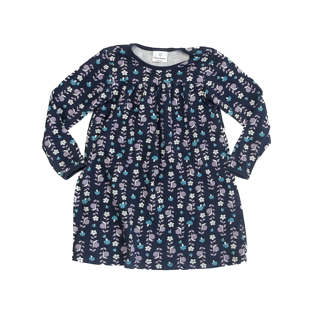 Hanna Andersson Girls Navy Dress Size: 6-7 Years Navy