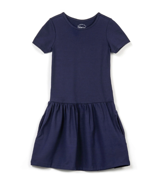 Mightly Girls Navy Dress Size: XS (4-5T) Navy