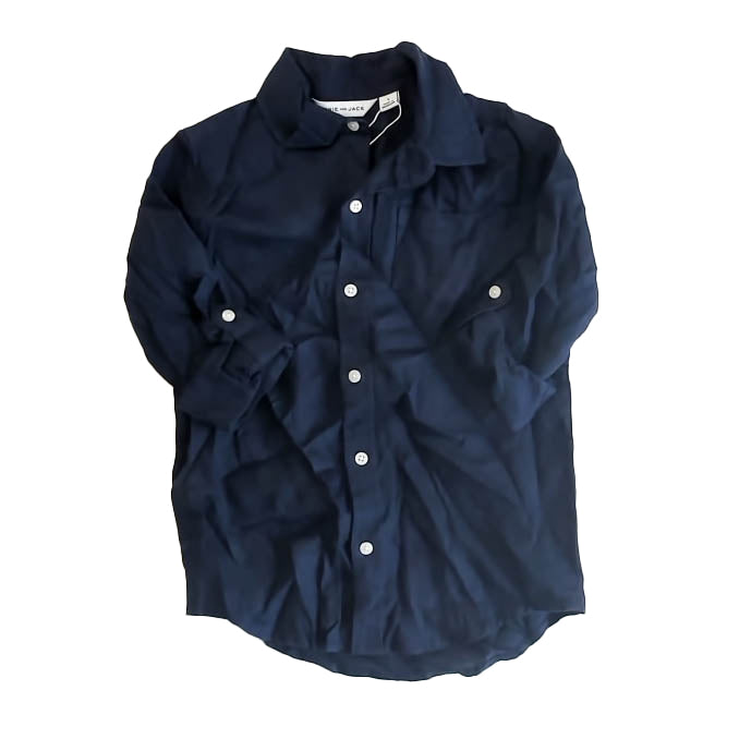 Janie and Jack Boys Navy Button Down Long Sleeve Size: 5T Navy
