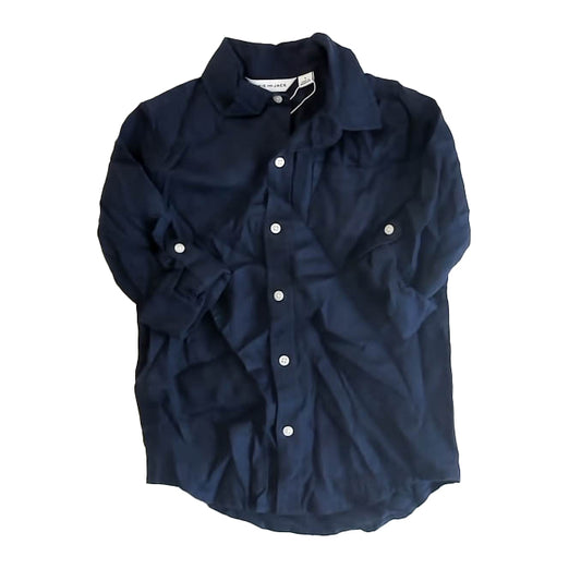 Janie and Jack Boys Navy Button Down Long Sleeve Size: 5T Navy