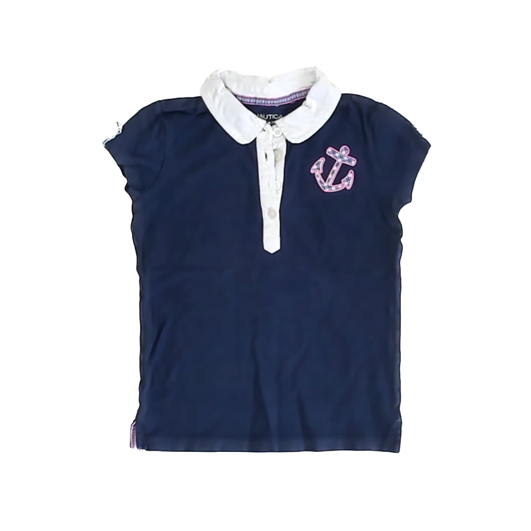 Nautica Girls Navy Polo Shirt Size: 6-7 Years Navy