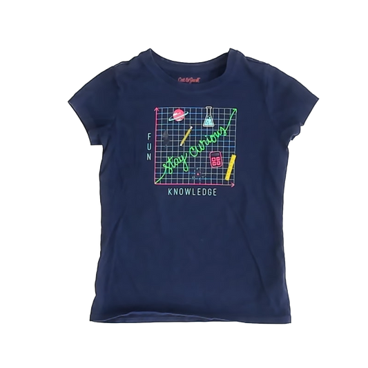 Cat & Jack Girls Navy T-Shirt Size: 6-7 Years Navy