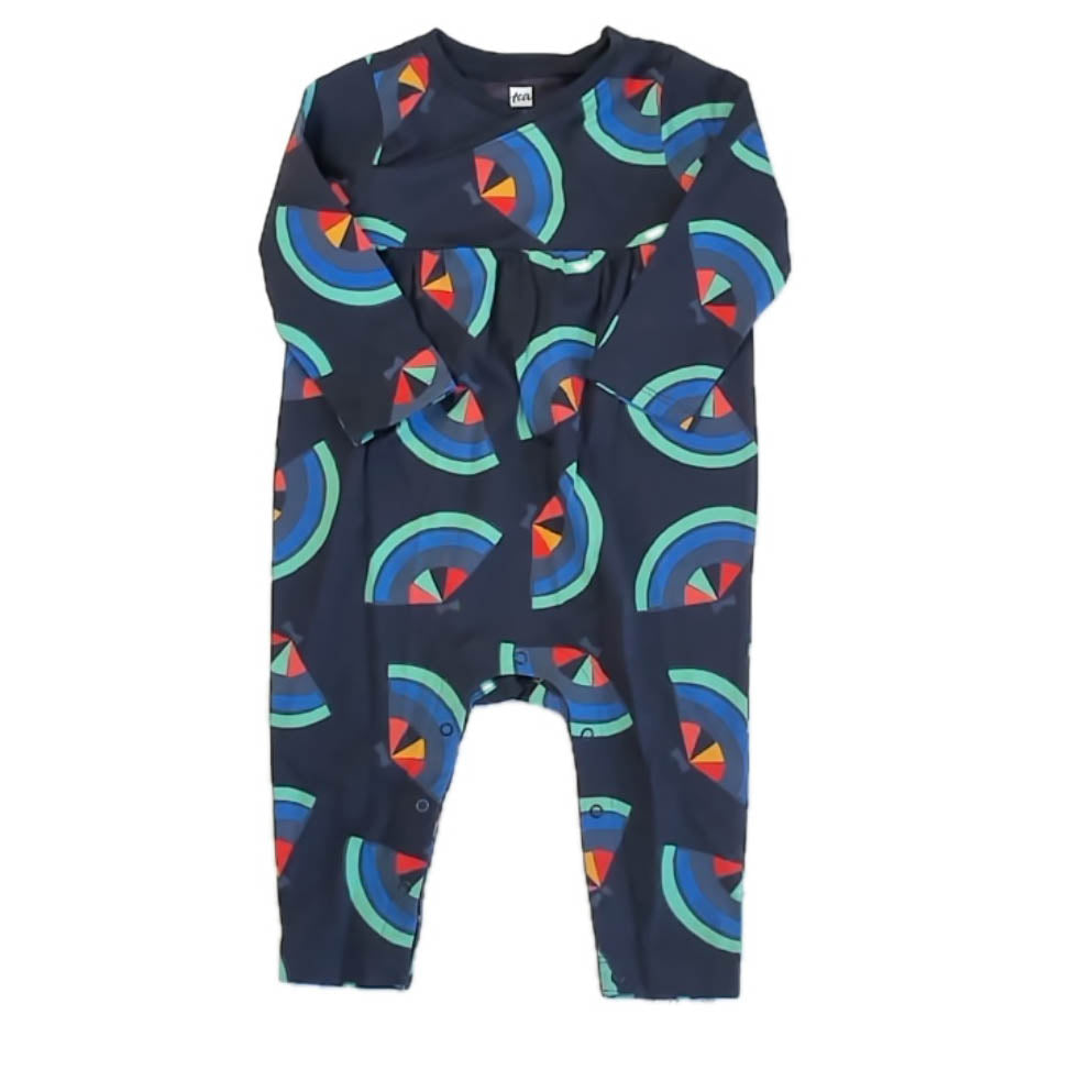 Tea Collection Girls Navy Romper Size: 6-9 Months Navy